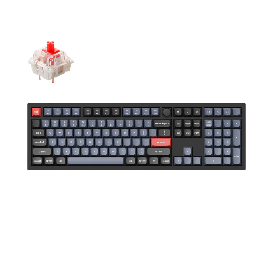 მექანიკური კლავიატურა Keychron Q6 QMK Custom Mechanical Keyboard (Q6M1_KEYCHRON) | Carbon Black-A, Gateron G Pro Red | Type-C cable + Type-A to Type-C adapter