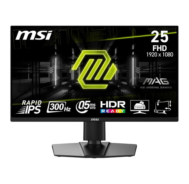  მონიტორი MSI Monitor 24.5" MAG 255PXF (9S6-3BC24M-064) 2xHDMI, DP, MM, IPS, 300Hz, 0.5ms, sRGB 120%, FreeSync, Pivot, 2YrW