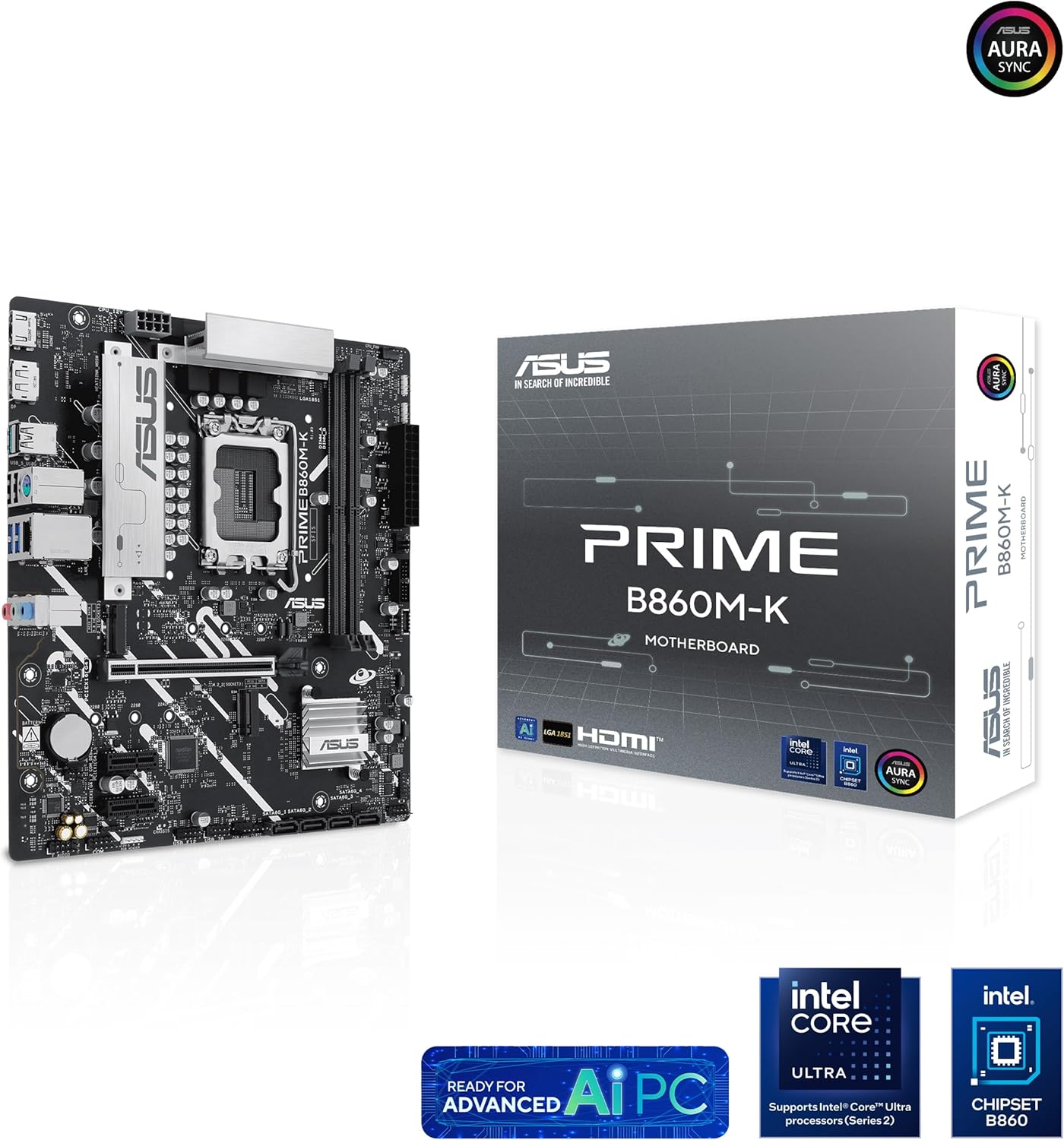 დედადაფა ASUS Prime B860M-K Motherboard Socket Intel LGA 1851 (Intel B860, mATX, DDR5 Memory, PCIe 5.0, 1x PCIe 4.0 M.2, Aura Sync) (90MB1JT0-M0EAY0)