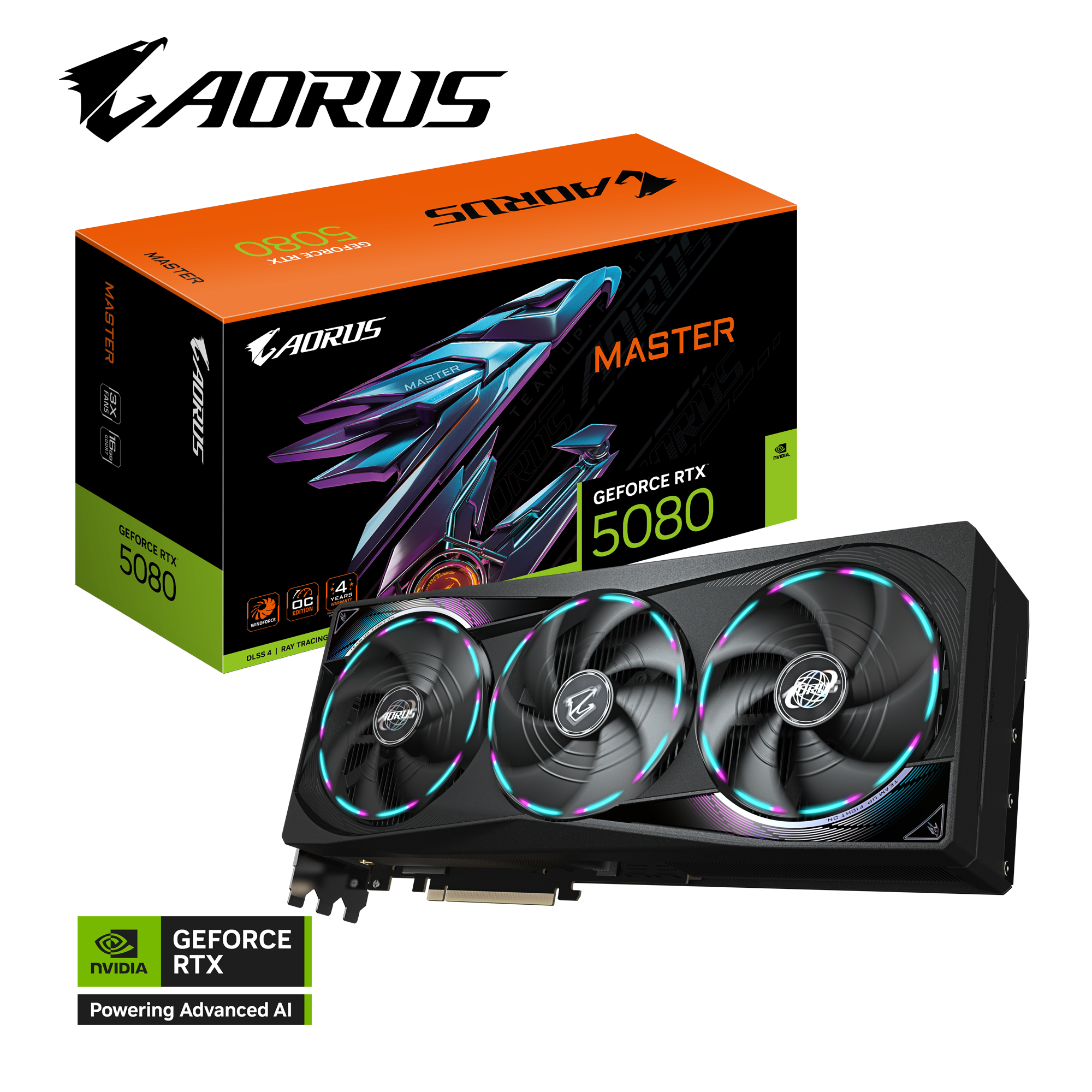 ვიდეო ბარათი GIGABYTE AORUS GeForce RTX™ 5080 MASTER 16G (GV-N5080AORUS M-16GD) | 2805 MHz (Reference: 2617 MHz) | DisplayPort 2.1b x3 HDMI 2.1b x1 | L=360 W=150 H=75 mm