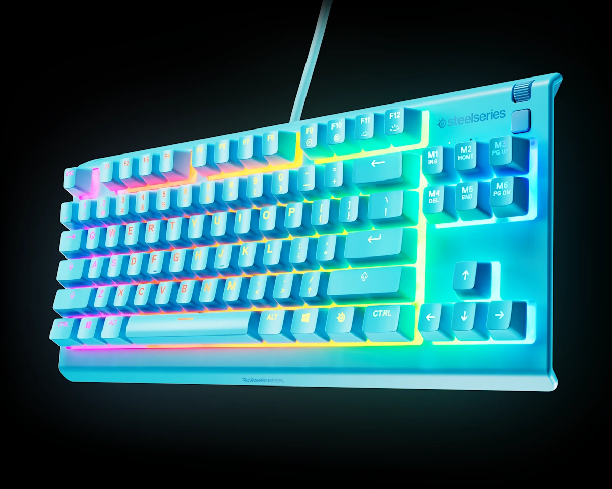 სადენიანი Gaming კლავიატურა SteelSeries Keyboard membrane Apex 3 TKL, 84key, USB-A, EN, RGB, aqua (64933_SS) | water and dust resistant