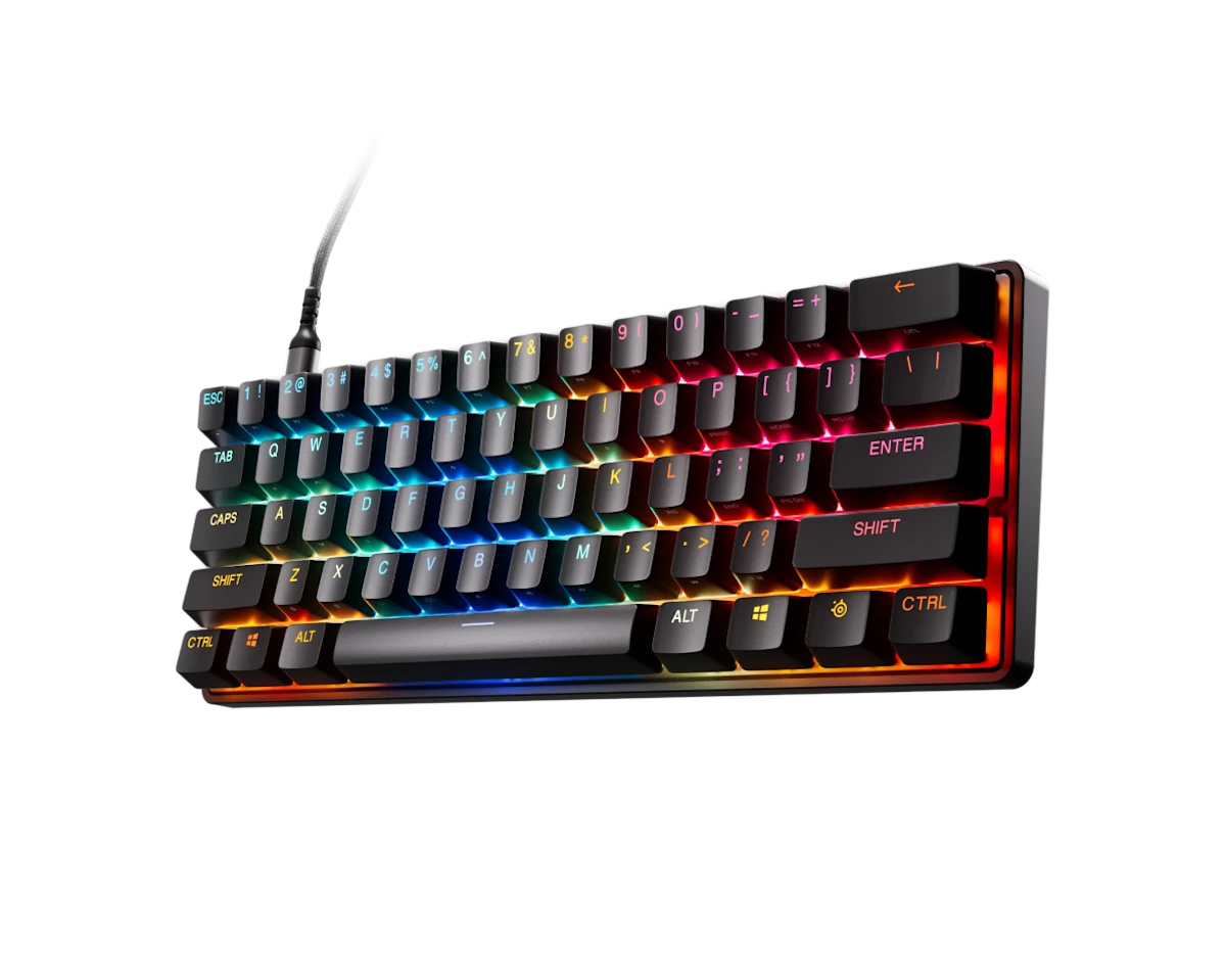 WORLD'S FASTEST KEYBOARD SteelSeries Keyboard mechanical Apex Pro Mini Gen 3, 75key, OmniPoint 3.0 Adjustable HyperMagnetic Switches, USB-A, EN, RGB, black (64913_SS) | Processor 32 bit ARM | 5 Custom Profiles | Response Time 0.7 ms