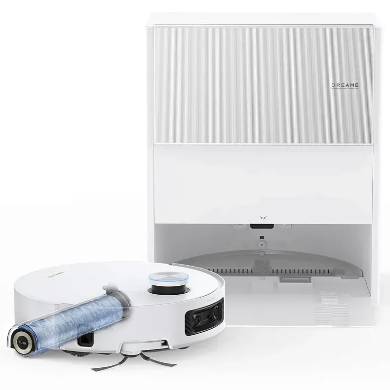 რობოტი მტვერსასრუტი Dreame Robot Vacuum Aqua 10 Ultra Roller Complete White (RLH71DE-1) 6978515253768 | შესრუტვის ძალა: 30,000 Pa (პასკალი), ბატარეის მოცულობა: 6400 mAh. მუშაობის დრო: 175 წუთამდე. დატენვის დრო: 4.5 საათი. მტვრის კონტეინერი (რობოტში): 220 მლ. მტვრის პარკის მოცულობა (სადგურზე): 3.2 ლ (ავტომატური დაცლა, 100 დღემდე უყურადღებოდ მუშაობა).