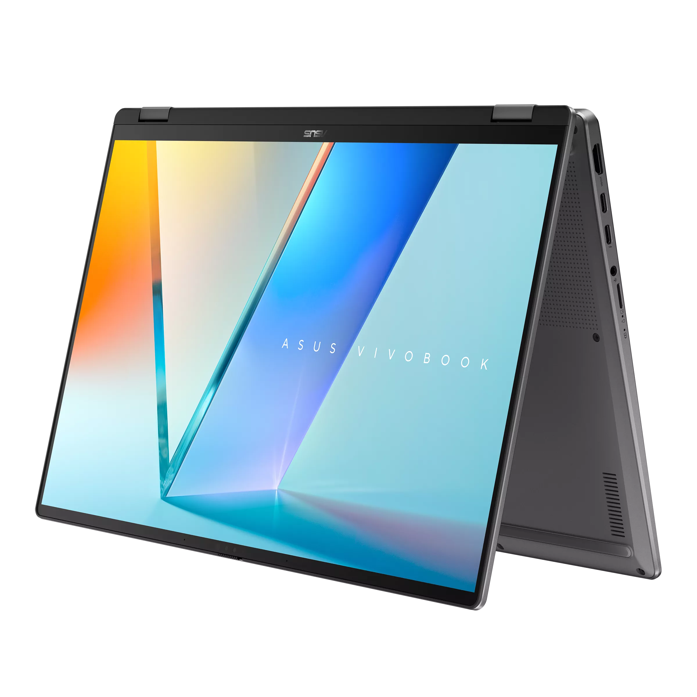 ნოუთბუქი ASUS Vivobook 16 Flip (TP3607SA-SI103W) Copilot+ PC | 16.0-inch, 3K (2880 x 1800), OLED 16:10 Touch, 300nits | Core™ Ultra 5 Processor 226V 16GB 2.1 GHz (8MB Cache, up to 4.5 GHz, 8 cores, 8 Threads), 16GB LPDDR5X, 512GB M.2 NVMe™ PCIe® 4.0 SSD | Intel Arc Graphics | Wi-Fi 7(802.11be) (Tri-band)2*2 + Bluetooth® 5.4 | 1x USB 3.2 Gen 1 Type-A, 1x USB 3.2 Gen 2 Type-C, 1x Thunderbolt™ 4, 1x HDMI 2.1 TMDS, Micro SD card reader | Backlit Chiclet Keyboard | Matte Gray | Win 11 HOME