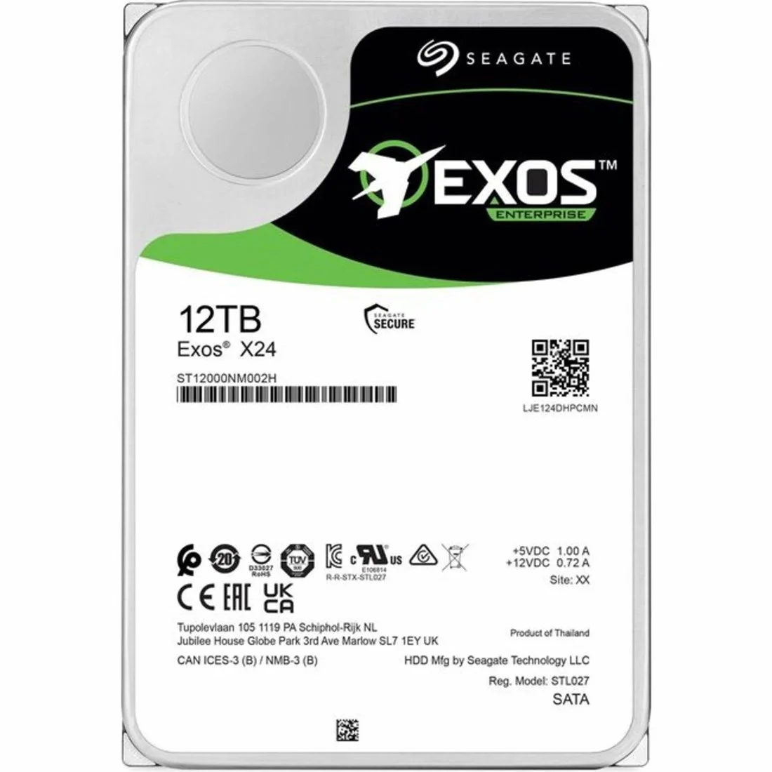 მყარი დისკი Seagate Exos X24 12TB (ST12000NM002H) | 7200 RPM, 512MB cache,3.5-inch, 2.5 million hours MTBF