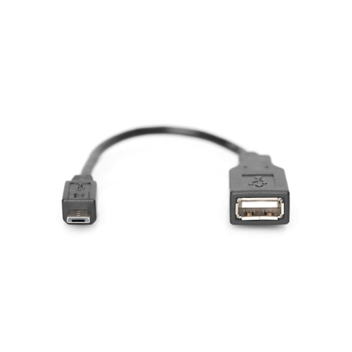 OTG კაბელი DIGITUS USB 2.0 adpter cable, OTG, type micro B - A