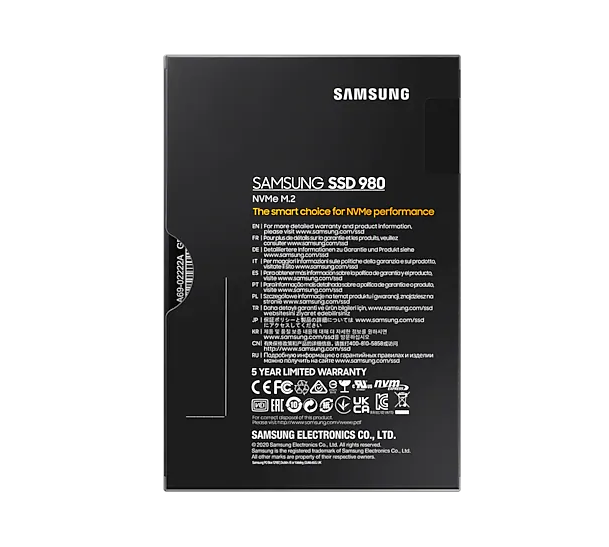 SSD დისკი 500Gb Samsung 980 (MZ-V8V500BW) internal SSD, M.2, 500 GB, PCI-E x4, read: 3100 MB/s, write: 2600 MB/s, TLC