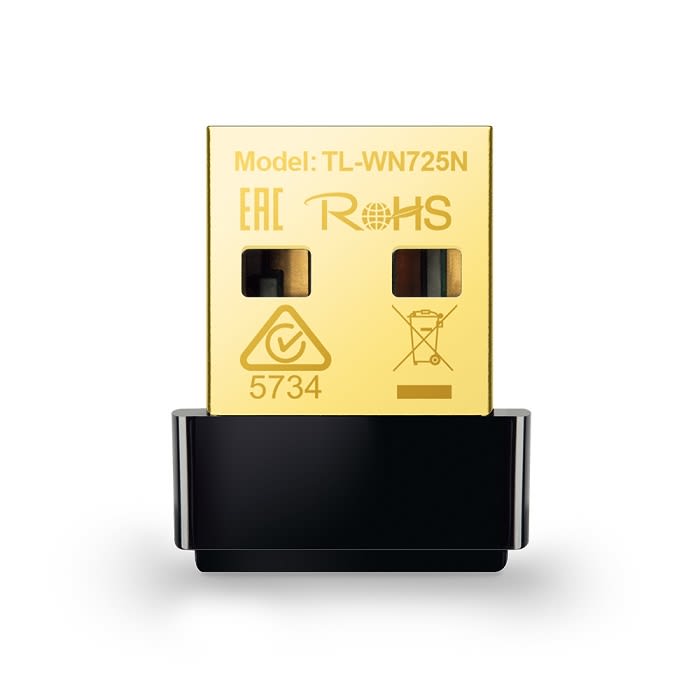 Wi-Fi ადაპტერი  Wi-Fi adapter TP-Link TL-WN725N Wi-Fi adapter, Wi-Fi standard: 802.11n, maximum speed 150 Mbps, 2.400-2.4835GHz, USB 2.0