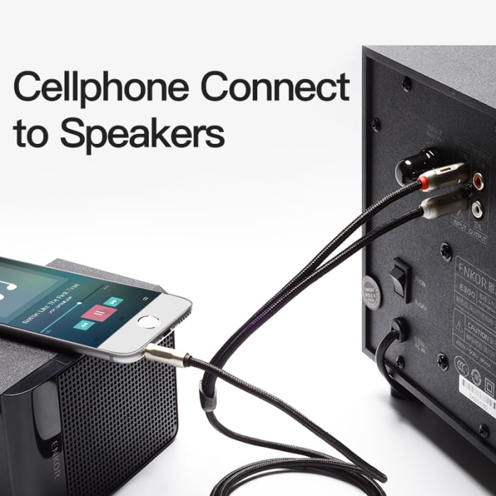 Audio კაბელი  Vention  Model/Item-NO:  <BCIBH >  Cotton Braided 3.5mm Male to 2RCA Male Audio Cable 2M Black Zinc Alloy Type