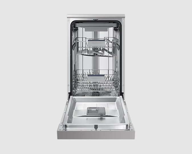 ჭურჭლის სარეცხი მანქანა  Samsung DW50R4050FS/WT 85/50/60, 10 P/S,SIlver, Wash A, Dry A, Energy Class A+, DCB 46, Programs 6, Aqua stop Yes,, Display Yes, Water Per Cycle 9.9 L