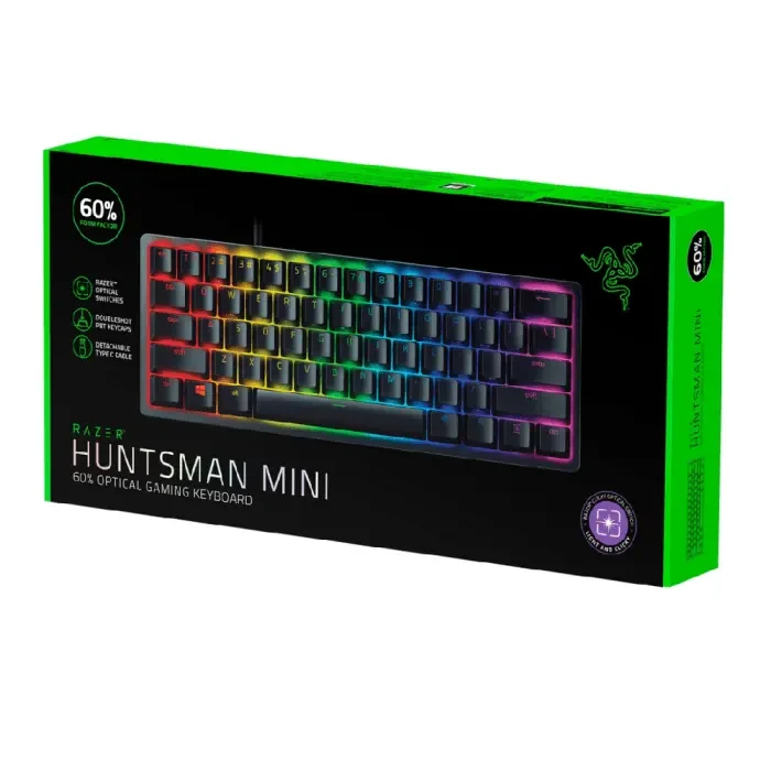 კლავიატურა (RZ03-03390200-R3M1) Razer Huntsman Mini 60% Gaming Keyboard with Razer™ Optical Switch  Red Switch USB US RGB, Black