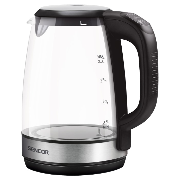 ელექტრო ჩაიდანი  Sencor SWK 2090BK Electric Kettle, Volume 2.0L, 50-100 °C, Power Input: 2200 W, Central 360°,Glass, Black Line