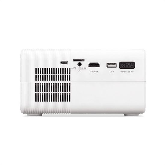 პროექტორი Aopen QF12 LED -Projection system LCD -Wireless Projection ; HDMI (Video, Audio, HDCP) x 1MicroSD x 1USB (Wireless dongle, Type A) x 1USB Type-C x 1 (DP Display & Charge);Native 1080p (1,920 x 1,080)Maximum 1080p (1,920 x 1,080) - 16:9 (Native), 4:3 (Supported)-Contrast Ratio 1000:1 - ; 5,000 Lumens (LED-brightness)100 Lumens (Standard)lm -  30,000 Hours (Standard)- Speaker 1x- 5 wWeight 1.3 kg (2.87 lbs)