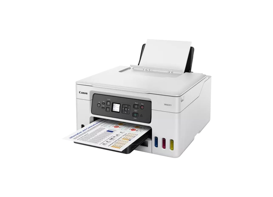 მრავალფუნქციური ფერადი ჭავლური პრინტერი მაღალი წარმადობის Canon MAXIFY GX3040, A4 18/13 ipm (Mono/Color), Black: 6,000/ Colour: 14,000 Wi-Fi, Print, Copy, Scan & Cloud, 600x1200dpi, Wi-Fi, USB, 33K p/m, GI-46 BK/C/M/Y,  MC-G03