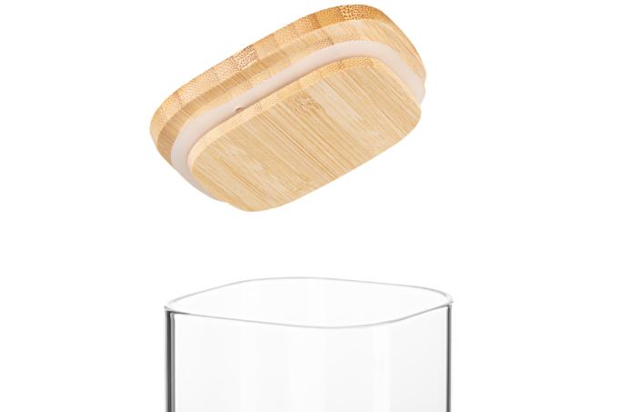 შესანახი ქილა Ardesto Jar Fresh, 480 ml, square, glass, bamboo