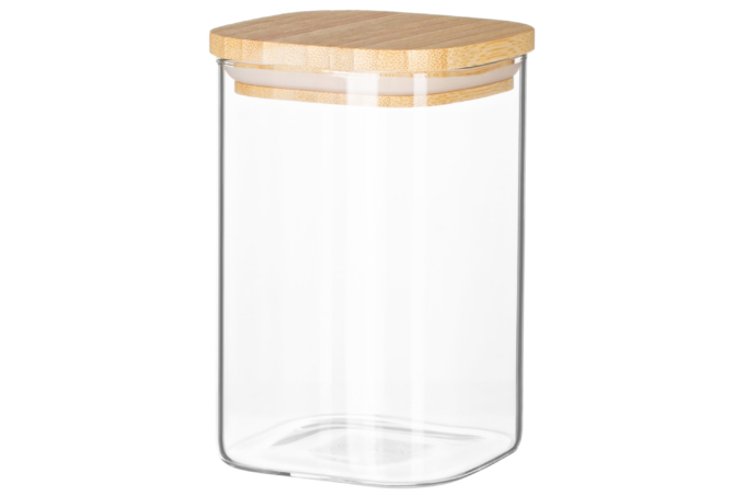 შესანახი ქილა Ardesto Jar Fresh, 480 ml, square, glass, bamboo