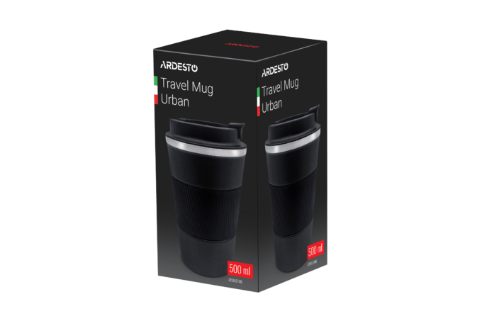 თერმული ჭიქა Ardesto Travel mug Urban 500 ml, black, s/s