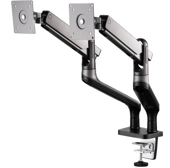 მონიტორის სამაგრი ორი მონიტორისთვის Mounting of monitors 2E Cue (2EDGERED2) Desktop double monitor mount 2E Kiy / 17-32″/ 1070x122x630  Compatibility with VESA mounts, mm 100x100, 75x75