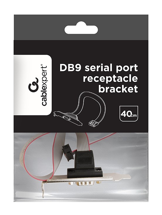 COM კაბელი Gembird < CC-DB9ML-01 > DB9 serial port receptacle on low-profile bracket, 40 cm flat cable