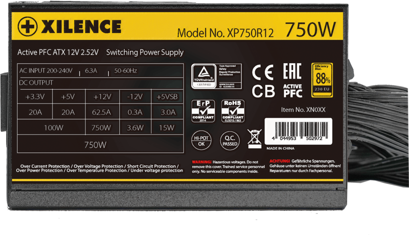 კვების ბლოკი XN335 | XP750R12.ARGB 750W Gaming GOLD Series, Intel ATX 2.52v, 80+ Gold, 120mm, PCI-E 6+2-pin (GPU)x3, SATA 15-pin x 6, 3YrW 