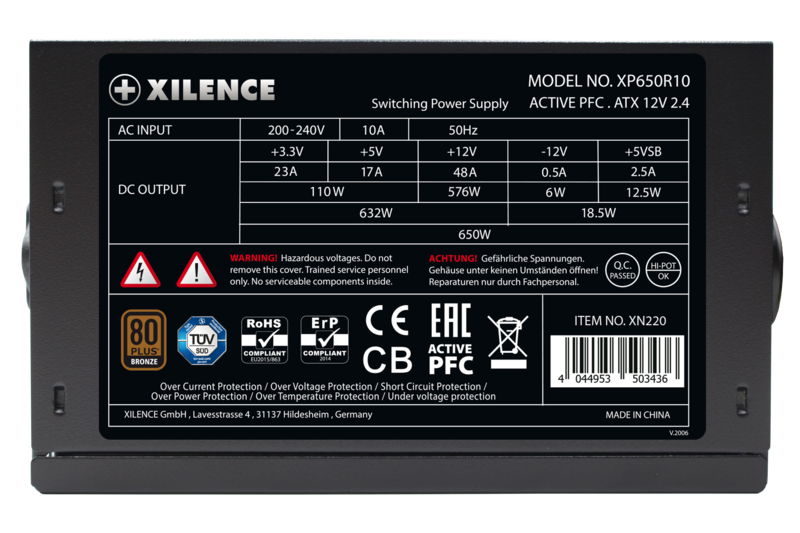 კვების ბლოკი XILENCE XN220 | XP650R10  80+ BRONZE® certified , 650 Watt ,PFC active