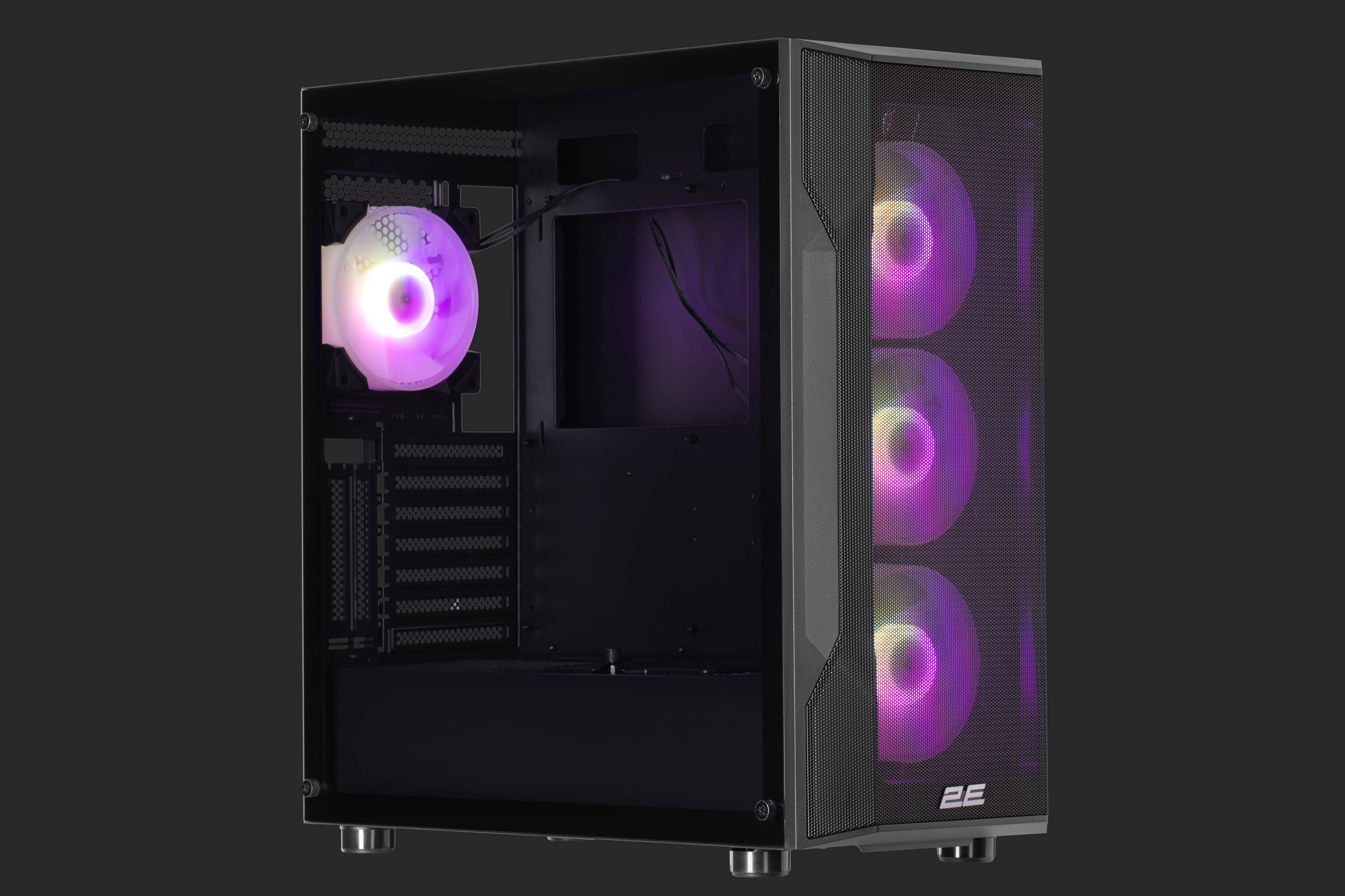 ქეისი 2E Gaming Computer case Splendor G4301, without PSU, 2xUSB 3.0, 1xUSB Type-C, 4x120mm ARGB, controller with remote, TG Side Panel, EATX, Black