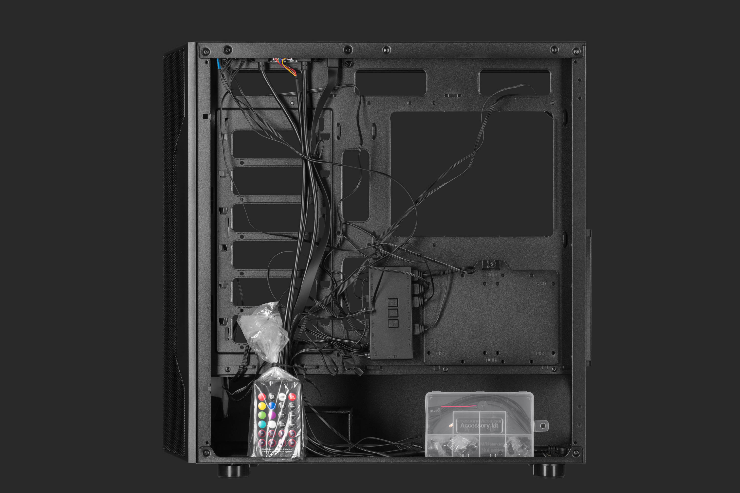 ქეისი 2E Gaming Computer case Splendor G4301, without PSU, 2xUSB 3.0, 1xUSB Type-C, 4x120mm ARGB, controller with remote, TG Side Panel, EATX, Black