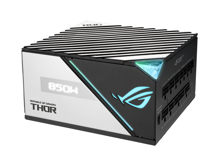 კვების ბლოკი ASUS ROG THOR (850W), >90%, 80+ Platinum, 135mm, 1xMB 24pin(20+4), 2xCPU 8pin(4+4), 6xMolex, 10xSATA, 83xPCIe 8pin(6+2), Fully Modular, ARGB, ROG-THOR-850P2-GAMING
