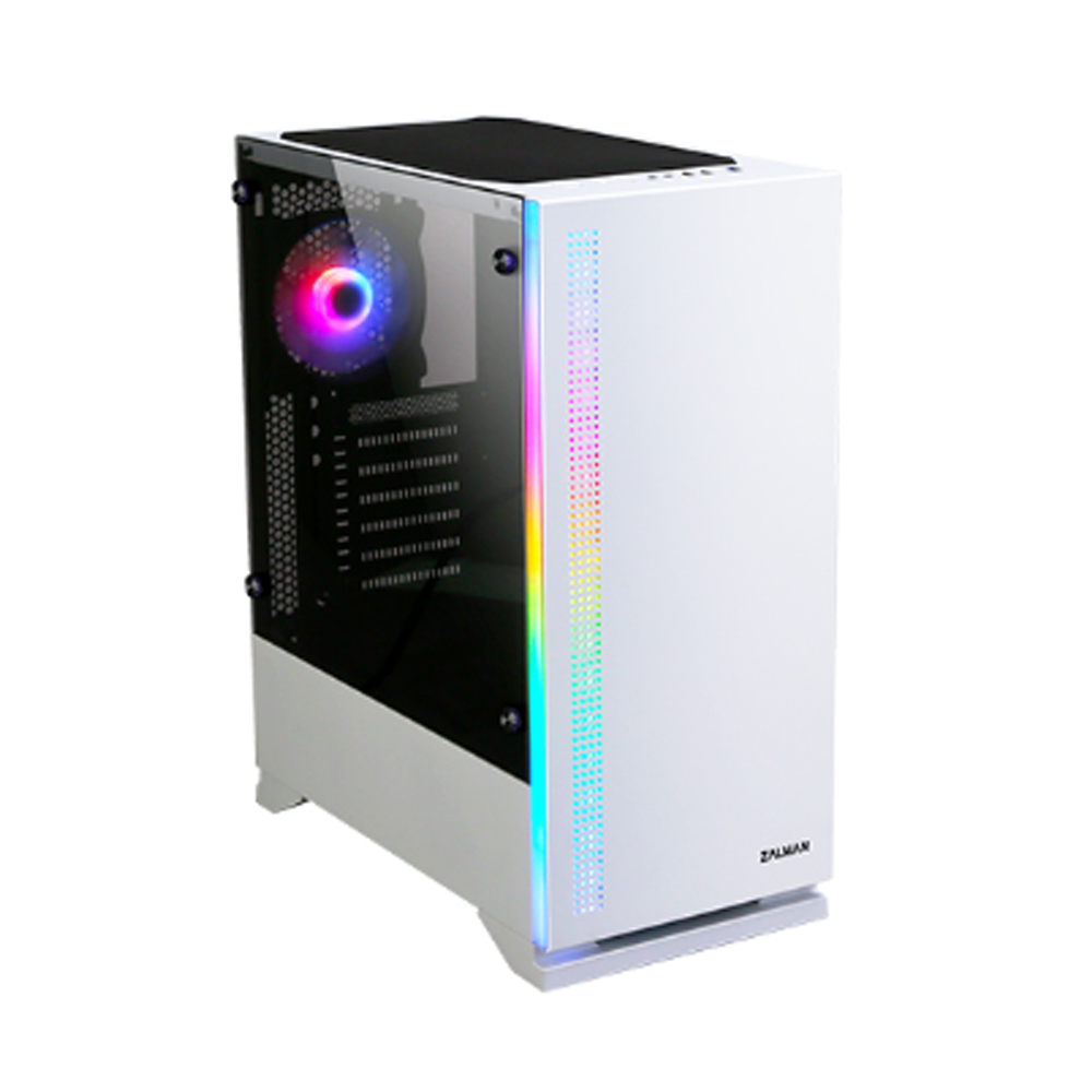კომპიუტერის ქეისი Zalman Computer case S5, RGB,tempered glass (side panel), without PSU, white