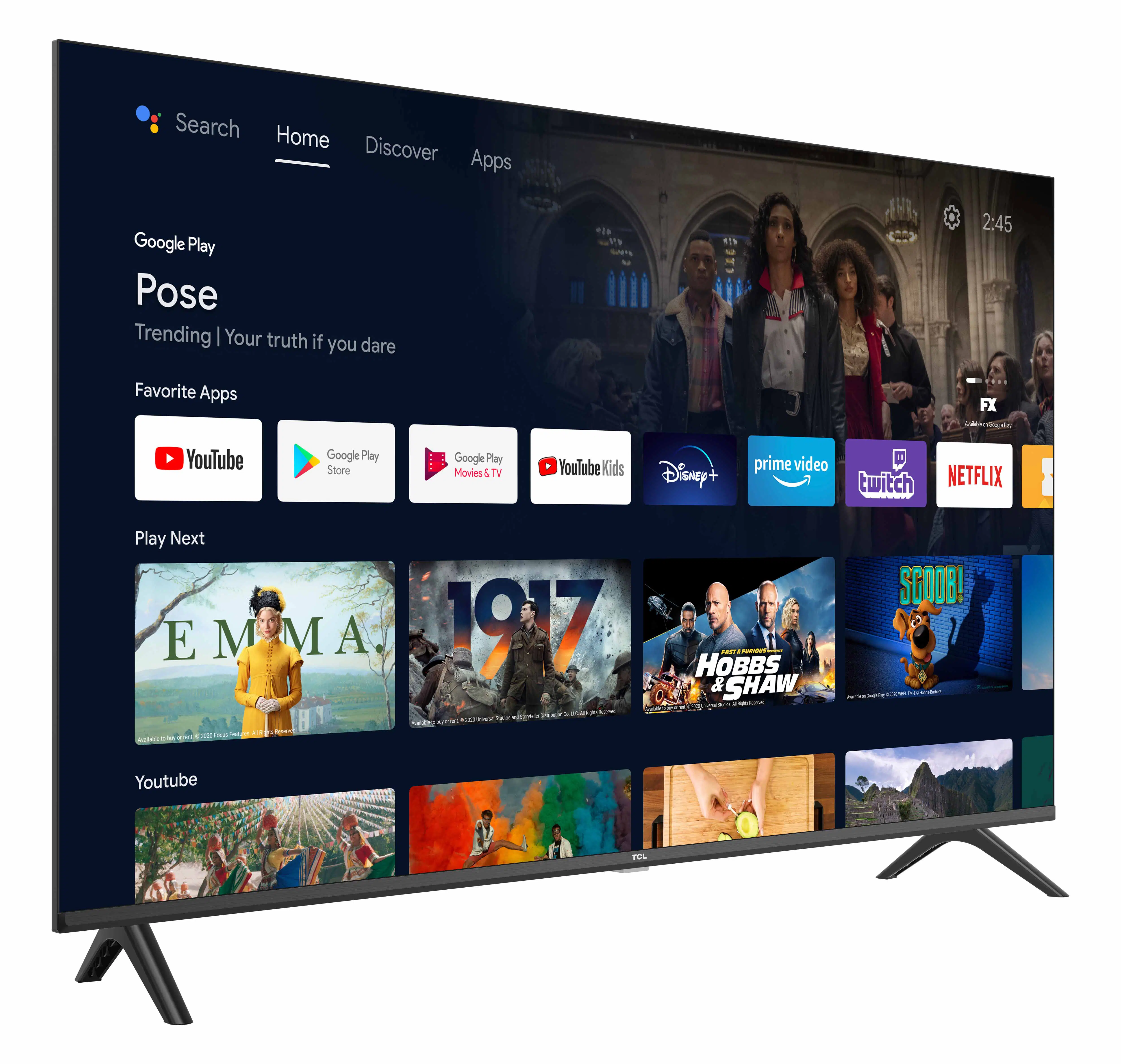 ტელევიზორი LED TCL 40"(102cm) | 40S5400A (2023) | Full Screen Android Smart  FHD | HDR10 6.5ms | 178*240cd/m2 | 5000:1 | DVB-T/T2/C/S2 | WiFi LAN | HDMI USB 2x12W 100x100