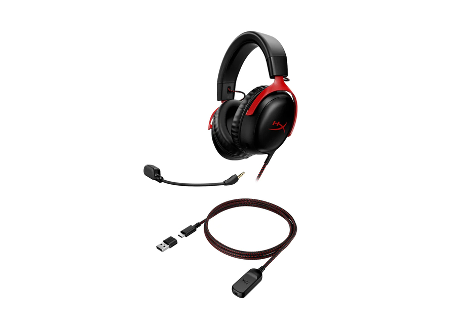 ყურსასმენი HP/ HyperX Cloud III – Wired Gaming Headset, PC, PS5, Xbox Series X|S Black/Red (727A9AA)