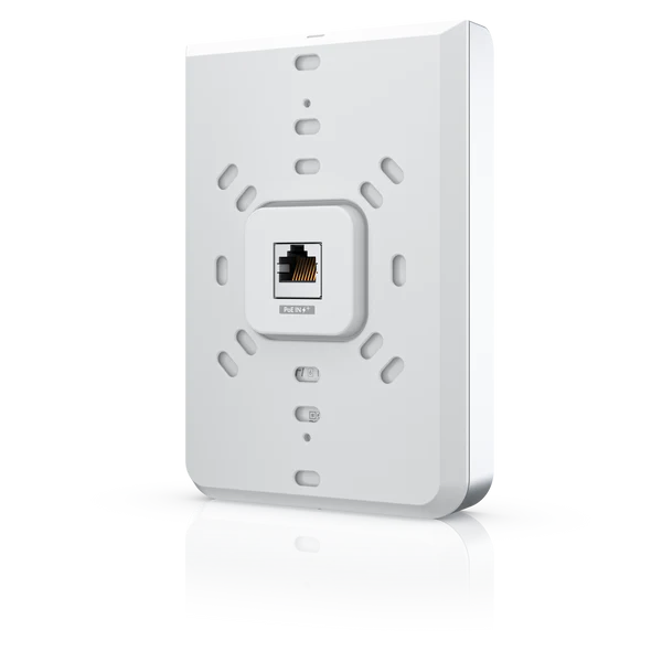 უკაბელო წვდომის წერტილი UniFi6 In-Wall. Wall-mounted WiFi 6 access point with a built-in PoE switch | 115 m² (1,250 ft²) coverage | 300+ connected devices