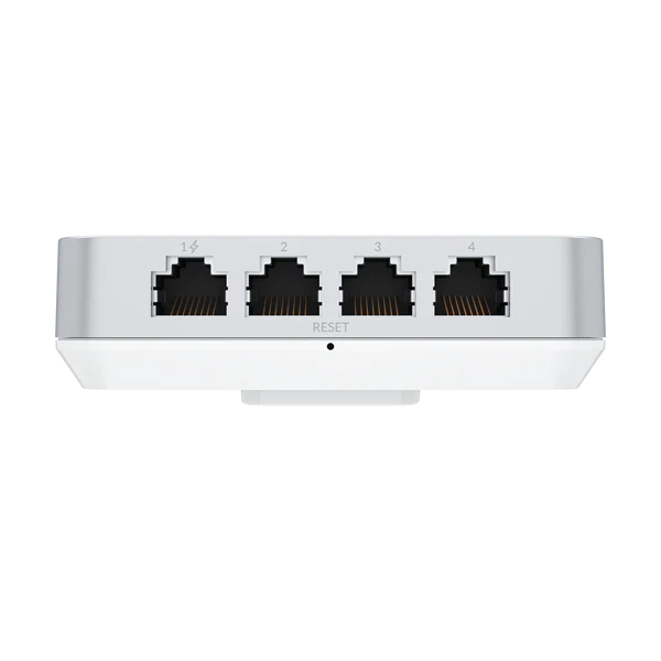 უკაბელო წვდომის წერტილი UniFi6 In-Wall. Wall-mounted WiFi 6 access point with a built-in PoE switch | 115 m² (1,250 ft²) coverage | 300+ connected devices