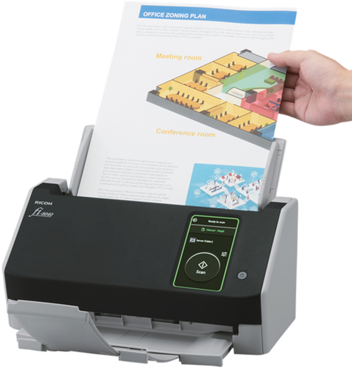 Scanner/ Fujitsu/ Fujitsu Sheetfed Document Scanner fi-8040 4.3" LCD Touchscreen/40 ppm/80 ipm/ 600 dpi / ADF 50 sheets/ USB 3.2 GB Ethernet RJ45 / 6000 Sheet/Day