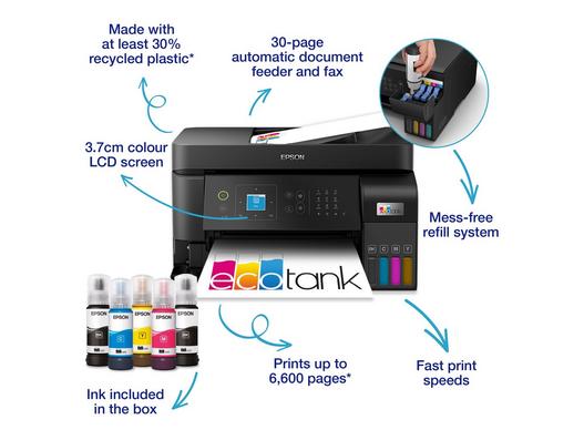 ჭავლური პრინტერი EPSON EcoTank L5590 (C11CK57404) | A4 multifunction printer with ADF Print, copy, scan | 4.800 x 1.200 DPI | 103 ink