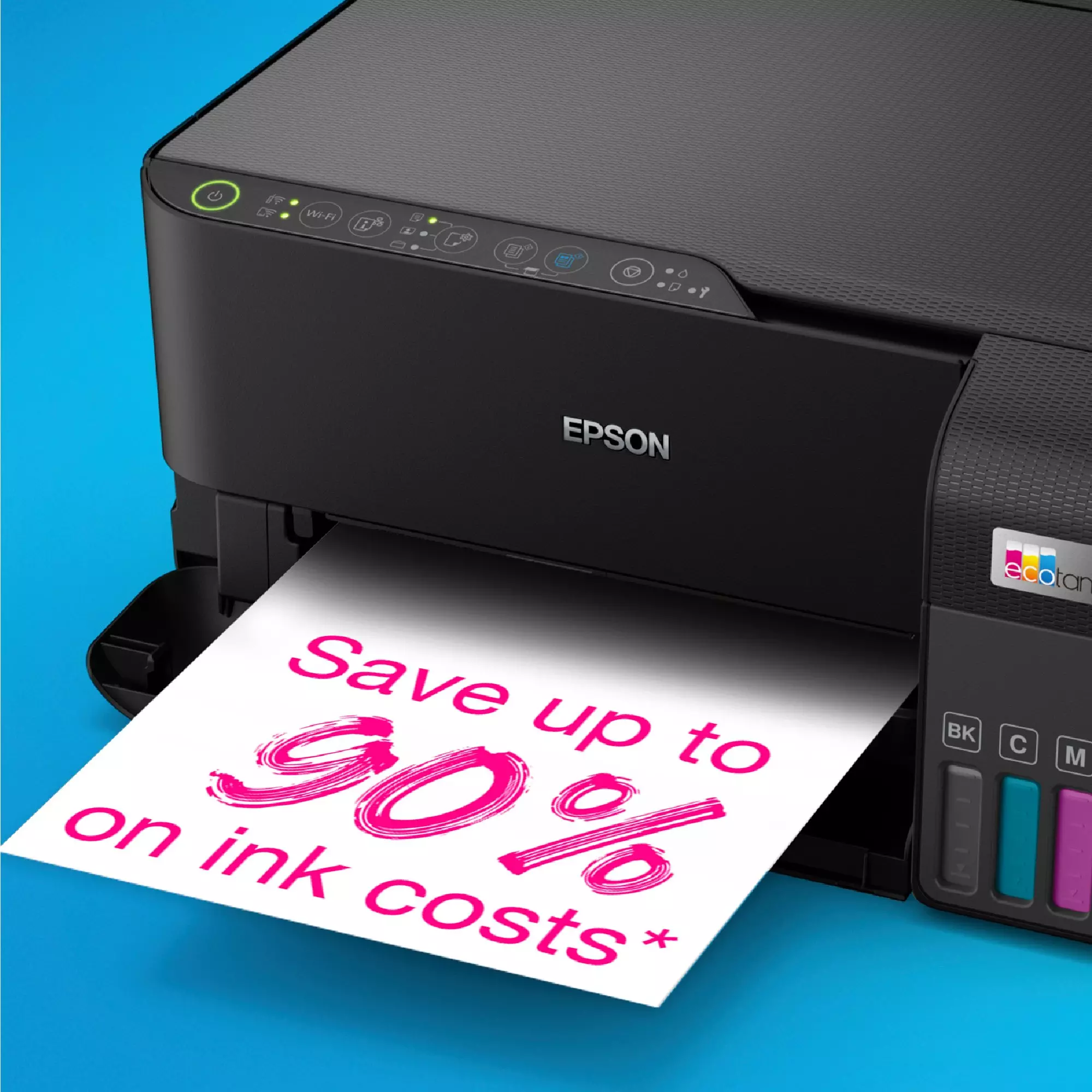 პრინტერი Epson C11CK59404 EcoTank L3550, MFP Print, Scan, Copy; Paper Size: A4, Print Speed (Black/Color): 33ppm (15ipm ISO) / 20ppm (8ipm ISO), Print Resolution: 4800 x 1200 dpi; Scaning Resolution: 1200 x 2400 dpi, 48-bit; Media Weight: 64~300 g/m², Paper Tray (Input/Output): 100/30 pages, Borderless Printing (10x15cm), Connectivity: USB 2.0, Wi-Fi 802.11b/g/n, Wi-Fi Direct, Apple AirPrint, Epson Smart Panel, Epson Connect, Mopria Print Service; Power Consumption: 12W, 220-240V (50/60Hz), European Power Cord; 103 Ink Bottles (Included): 2 x 65ml Black (6,600 pages), 3 x 65ml Color (5,900 pages), USB Cable Not Included, Warranty: 2 years or 50,000 prints