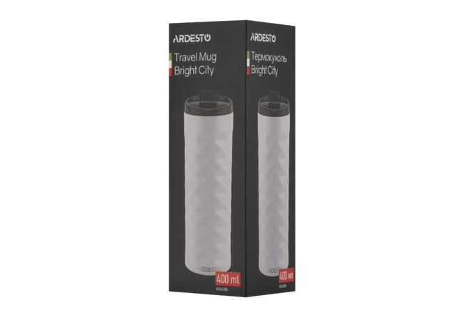 თერმოსი Ardesto Travel mug Bright City 400 ml, stainless steel, beige(AR2640BG)