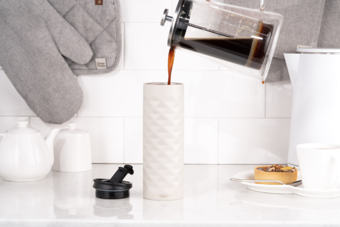 თერმოსი Ardesto Travel mug Bright City 400 ml, stainless steel, beige(AR2640BG)