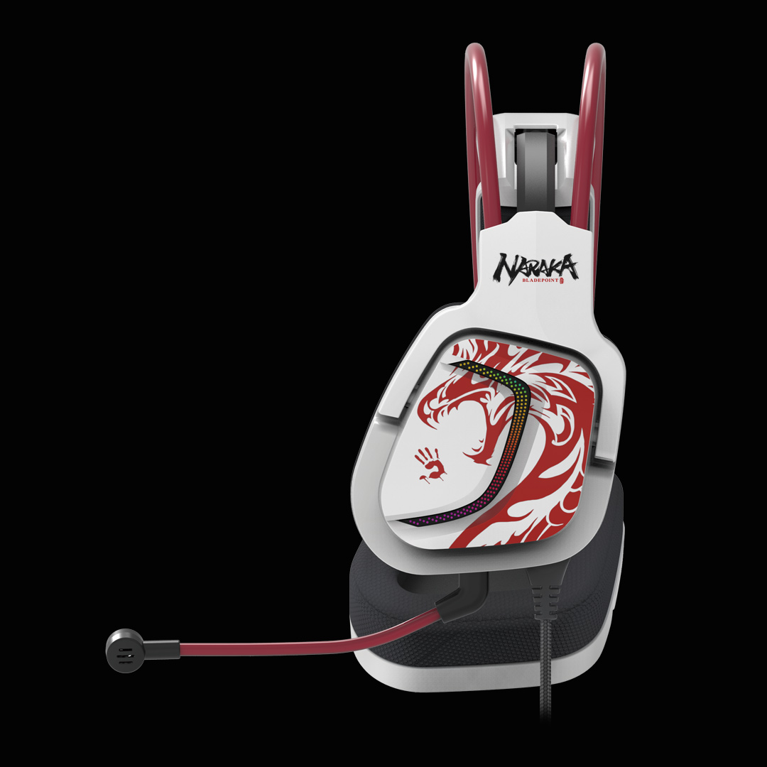 ყურსასმენი Bloody G575 7.1 Virtual Surround Sound RGB USB Gaming Headphone (Naraka) | Headset Speaker Unit: 50mm HD Driver | Frequency Response: 20 Hz - 20 KHz | Sensitivity: 105 dB
Impedance: 16 ohm | Microphone Frequency Response: 100 Hz-10 KHz | Sensitivity : - 44 dB | Cables 2.0 m USB Braided Cable