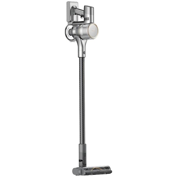 მტვერსასრუტი  Dreame R20 Cordless Vacuum Cleaner (VTV97A) | ნომინალური სიმძლავრე: 570W; ძრავის სიჩქარე: 150,000 ბრ/წთ; აკუმულატორის მოცულობა: 8x2900mAh; შეწოვის სიმძლავრე 27kPa, 190AW; დასუფთავების დრო: დაახლოებით 90 წთ; დატენვის დრო: დაახლოებით 4 საათი; მტვრის შემგროვებლის მოცულობა: 0.6 ლ; მუშაობის რეჟიმის დაბლოკვა; ფერადი OLED ეკრანი; ინტელექტუალური ბალანსის ამოცნობა; ლურჯი განათება მინი ჯაგრისში; შესაფერისია მყარი და ქსოვილის ზედაპირების გასაწმენდად; მოყვება: მტვერსასრუტი, გამაფართოებელი მილი