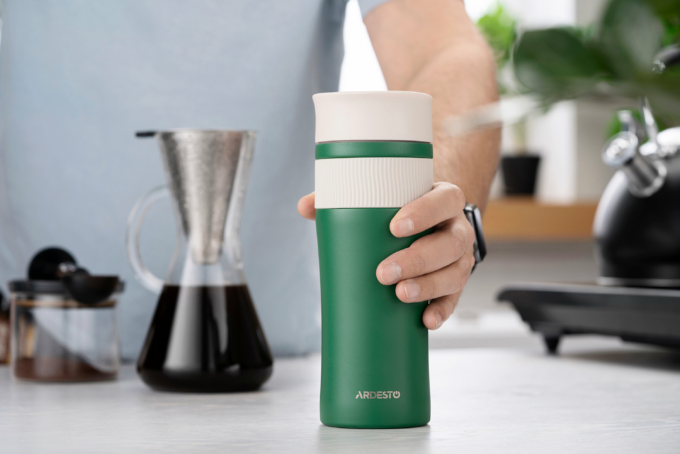 თერმოსი  Ardesto Travel mug CaldoCup, 450ml, stainless steel, green (AR2645GC)