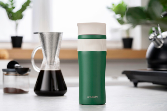 თერმოსი  Ardesto Travel mug CaldoCup, 450ml, stainless steel, green (AR2645GC)