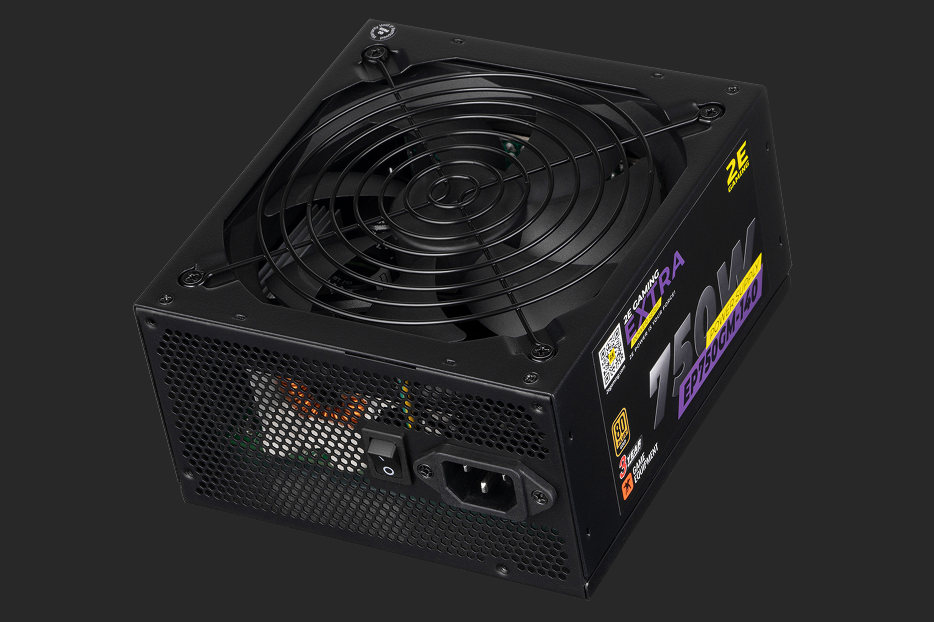 კვების ბლოკი 2E PSU GAMING EXTRA POWER (750W), >90%, 80+ Gold, 140mm, 1xMB 24pin(20+4), 1xCPU 8pin(4+4), 4xMolex, 6xSATA, 4xPCIe 8pin(6+2), Fully Modular 2E-EP750GM-140
