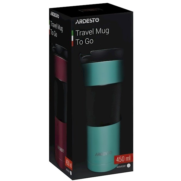  თერმო ჭიქა  Ardesto Travel mug To Go, 450ml, stainless steel, red