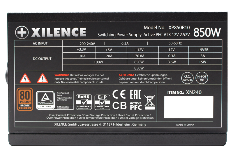 Xilence Power Supply Gaming Series XP850R10-850 Watt 80+ Bronze