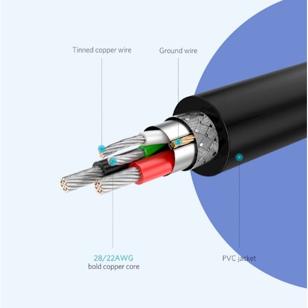 USB კაბელი UGREEN  60136 USB 2.0 A to Micro USB Cable Nickel Plating 1m (Black)