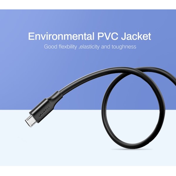 USB კაბელი UGREEN  60136 USB 2.0 A to Micro USB Cable Nickel Plating 1m (Black)