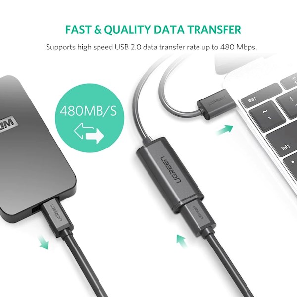 USB დამაგრძელებელი UGREEN US121 (10326), USB 2.0 Active Extension Cable, 30m, Black