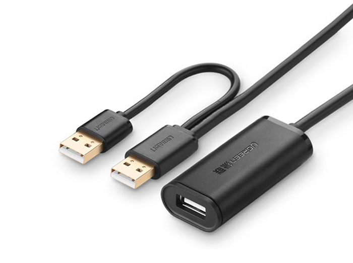 USB დამაგრძელებელი UGREEN US121 (10326), USB 2.0 Active Extension Cable, 30m, Black