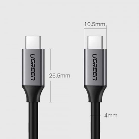 Video/Charhing/Data USB კაბელი UGREEN US161 (50751), USB 3.1 Type-c To Type-c Cable, 1.5m, Black | 4k@60Hz, FHD@144Hz 